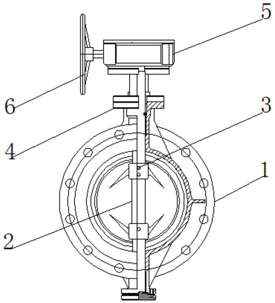 硬密封蝶閥的整體結構示意圖